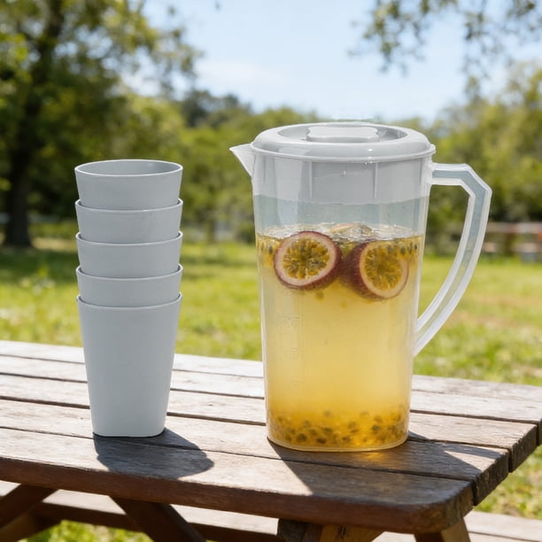 Jarra de café frío de plástico de gran capacidad con tapa de presión, adecuada para bebidas frías y calientes, dispensador de bebidas para el hogar con 5 tazas, apto para lavavajillas.