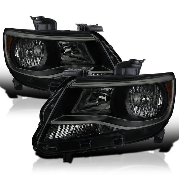 Spec-D Tuning Black Smoke Halogen Headlights Factory Style Compatible with 2015-2022 Chevy Colorado, Left   Right Pair Headlamps Assembly