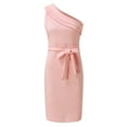 thumbnail image 3 of Aayomet Women's formal Dresses Women's Bodycon Dress Asymmetrical Sleeveless One Shoulder Midi Dress,Pink XXL, 3 of 5