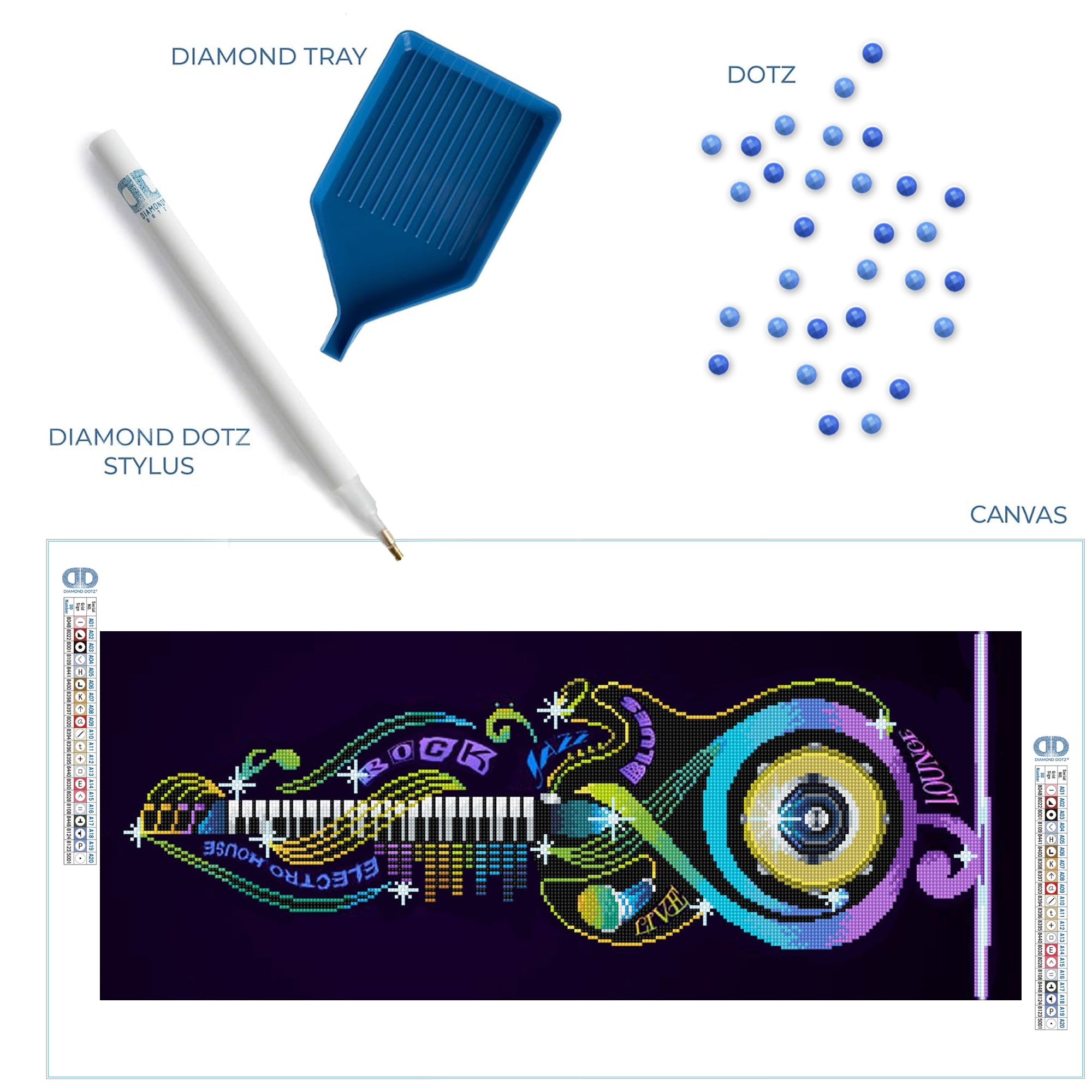 Diamond Dotz Guitar Icon Diamond Painting Kits for Adults - Diamond Art Kits a Relaxing Creative Craft Kit with Dotz Gems 12x30