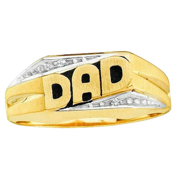 Dazzlingrock Collection 0.01 Carat (ctw) 10K Round White Diamond Men's DAD Ring, Yellow Gold, Size 7.5