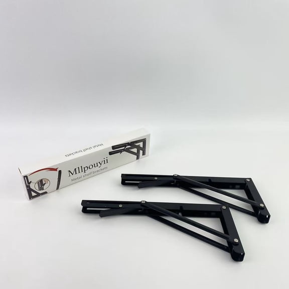 Mllpouyii Metal shelf brackets - Heavy Duty Metal Collapsible Shelf Bracket for Bench Table, Shelf Hinge Wall Mounted Space Saving DIY Bracket