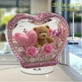 thumbnail image 4 of Valentine's Gift Rotating Base Heart Shaped Pink Rose Teddy Bear Acrylic Decor Valentine Gift Anniversary Keepsake Romantic Desktop Ornament Flat Art Piece, 4 of 5