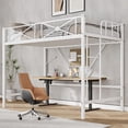 thumbnail image 1 of Lit Mezzanine en Métal Format Simple, Lits Mezzanines Modernes Robustes avec Garde-Corps de Sécurité et Conception Gain de Place, Mezzanine Simple en Acier Beds pour l'École, Chambre, Blanc, 1 of 6