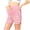 Pink, variant on Zulora Pregnancy Maternity Shorts High Waist Over Belly Ribbed Striped Casual Pocket Summer Shorts For Pregnant Women