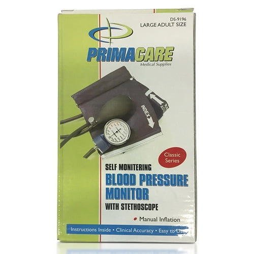 Aneroid Self Monitoring Blood Pressure Cuff With Stethoscope, Large, #Ds-9196 - 1 Ea