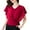 Red, variant on Womens Dressy Casual Tops Batwing Short Sleeve Cute V Neck Chiffon Blouses Solid Color Cropped Tunic Top (3XL, Black)