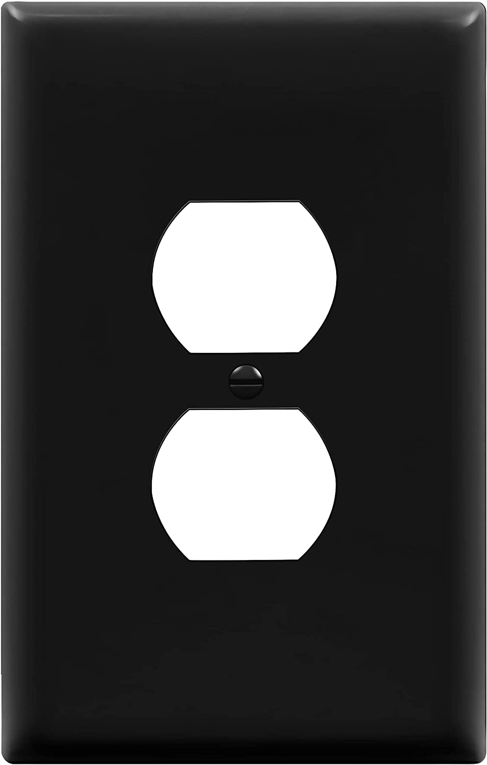 ENERLITES Duplex Receptacle Wall Plate, Jumbo Electrical Outlet Cover, Gloss Finish, Oversized 1-Gang, Polycarbonate Thermoplastic, Black - image 1 of 5