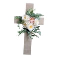 thumbnail image 2 of Corona de cruz de Pascua, corona de flores artificiales de primavera, letrero de puerta con hojas para fiestas, celebraciones de inauguración de, 2 of 9
