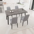 thumbnail image 4 of 55.12-70.87" Expandable Rectangular Dining Table That Can Accommodate 4-6 People, Equipped With 4 Pu Fabric Thick Padded Dining Chairs, Kitchen Table And Chairs, With Black Metal Legs18638, 4 of 16