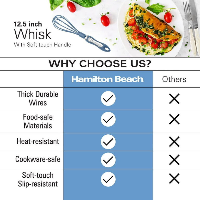 Hamilton Beach Whisk, Heat-Resistant Premium Kitchen Nylon Whisk for N