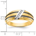 thumbnail image 3 of 10K Yellow W/Rhodium Ibgoodman With White And Black Rhodium Men's Polished Satin Grooved 1/20 Carat A Quality Diamond Ringsize 10 - Jbsp, 3 of 5