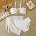 thumbnail image 5 of Staki Toddler Bathing Suit Teen Girl Swimsuit 3 Piece Bikini Bathing Suit with Beach Skirt Kids Print Spaghetti Strap Bikini Set 7-12Y(White,7-8 Years), 5 of 8