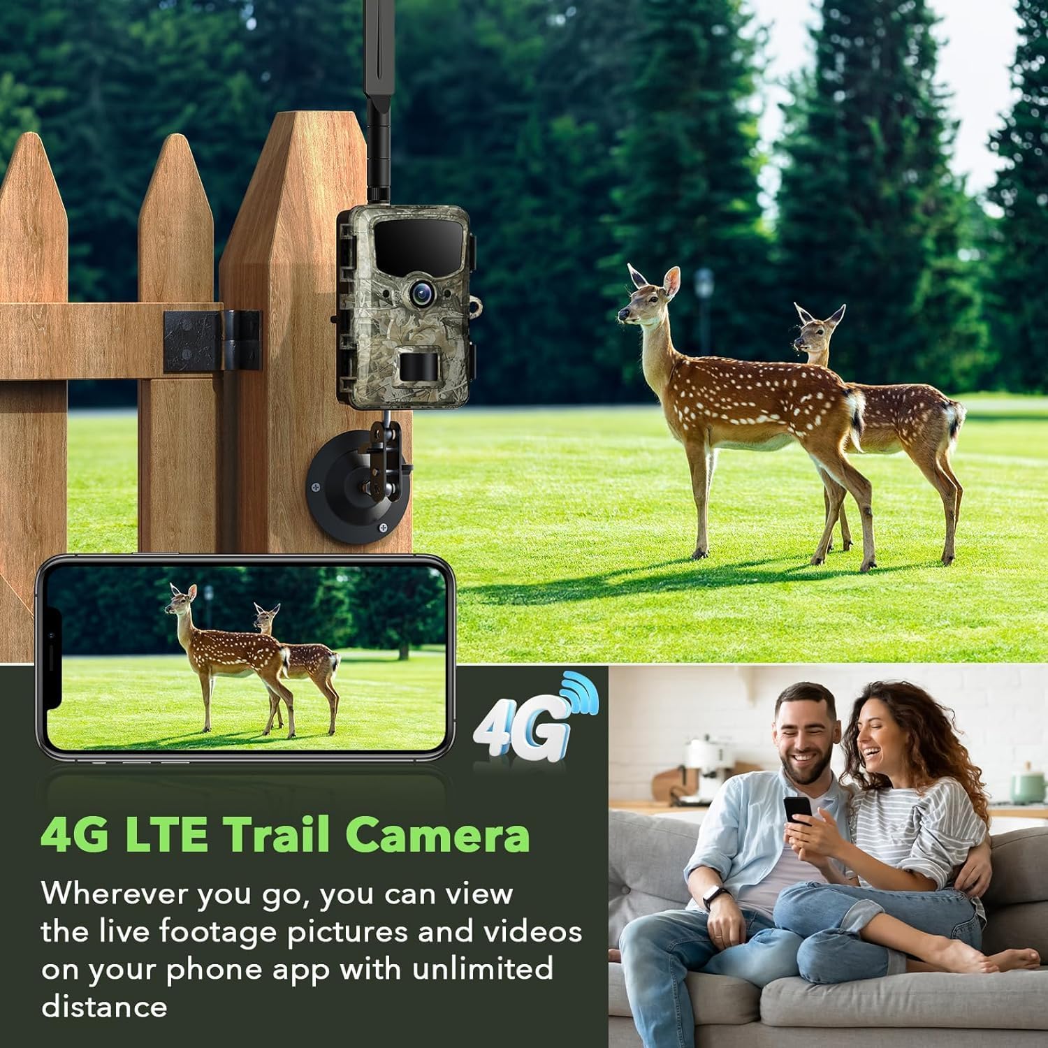 CAMPARK Cellular Trail Camera 4G LTE Send Picture to Cell Phone, Game Cameras with Night Vision Motion Activated Waterproof, Hunting Camera APP Control for Hunting Wildlife Monitoring