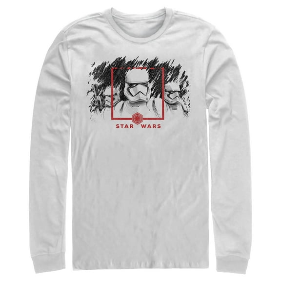 Men's Star Wars: The Rise of Skywalker Stormtrooper Smudge Long Sleeve Shirt White Small