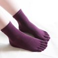 thumbnail image 4 of Comfy Five Finger Toe Socks Cotton Crew Socks Athletic Causal - Purple, One Size, 4 of 5
