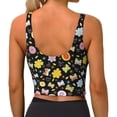 thumbnail image 3 of Haiem Flower Butterfly Pattern Womens Sports Bra - U Neck Padded Low Impact Yoga Bra Workout Crop Top Gym Moisture-Wicking Workout Vest -X-Large, 3 of 9