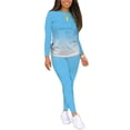 thumbnail image 4 of Fangasis Ladies Sweatsuits Gradient Two Piece Outfit Crew Neck Jogger Set Women Slim Fit Lounge Sets Casual Sports 5#Light Blue M, 4 of 6
