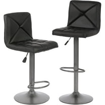 FDW Bar Stools Set of 2 Counter Height Swivel Stool PU Leather Modern Height Adjustable Swivel Barstools Hydraulic Chair Bar Stools,Black