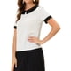 thumbnail image 4 of INSPIRAR CHIC Blusas de Manga Corta con Cuello Peter Pan en Contraste y Lunares M Blanca, 4 of 6