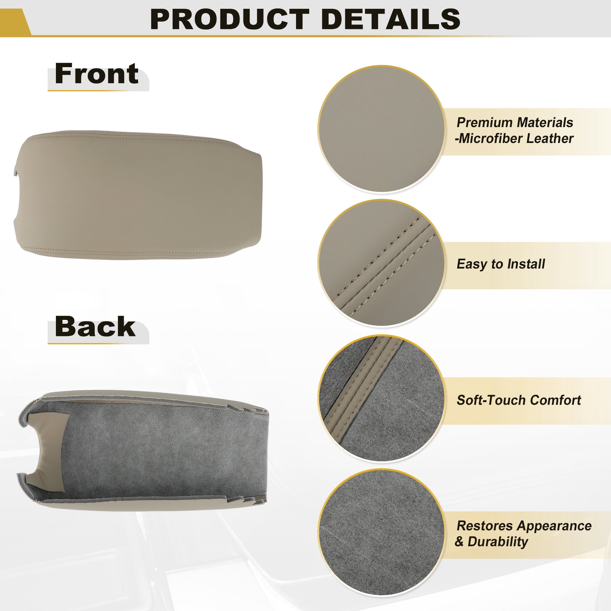 Unique Bargains Center Console Armrest Cover for Cadillac SRX 2010-2016 Beige