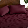 thumbnail image 4 of Bare Home Bamboo Sheet Set - Made from Rayon Fibers - Deep Pockets - 4 Piece - Queen, Burgundy, 4 of 7