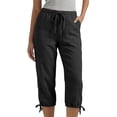 thumbnail image 2 of Nestiefly Cotton Linen Capri Pants for Women Petite Summer Pedal Capris 2026 Elastic High Waist Wide Leg Crop Trouser with Pockets Black M, 2 of 7