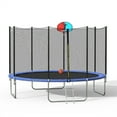 thumbnail image 2 of 12 FT Round Trampoline with Safety Enclosure Net, Basketball Hoop and Ladder, Spring Cover Padding and Easy Assembly Outdoor Recreational Trampoline Perfect for Family Outdoor Activities, Blue, 2 of 4