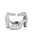thumbnail image 3 of Zapatos de Tacón Grueso Angela para Mujer DREAM PAIRS en Brillo Plateado, 3 of 7