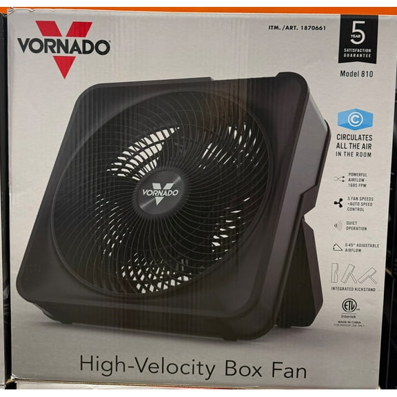 Vornado Model 810 Box Fan 5 Speeds High Velocity Airflow