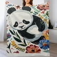 thumbnail image 3 of nygtbtfer  Cute Panda Blanket for Boys Girls,Kawaii Black White Bear Throw Blanket Twin ,Flowers LeavesBlanket,Botanical Plants Flannel Blanket for Bedroom 60x80in, 3 of 6