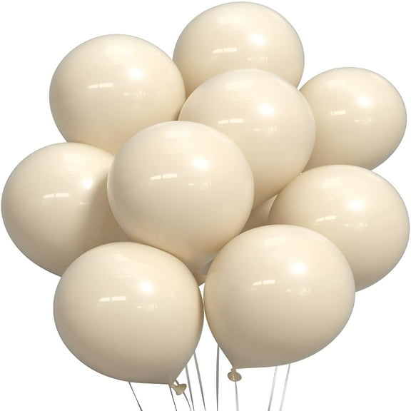 CCOCC Sand Balloons 12 Inch 50 Pcs Cream White Party Balloons for Baby Shower Wedding Happy Birthday Decoration Off White Helium Balloons