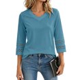 thumbnail image 2 of COMVALUE 3/4 Length Sleeve Womens Tops Dressy Casual Blouses for Women 2026 Trendy V Neck T Shirts Summer Clothes Light Blue for Size M, 2 of 8
