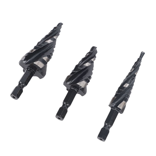 Juego De Brocas Escalonadas En Espiral De 3 Uds, Vástago Hexagonal De Acero De Alta Velocidad, 4 Brocas De Flauta Para Metal, Aluminio, Madera, Plástico, 1/8-1/2 1/4-3/4 3/16-7/8