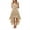 Khaki-L, variant on Female Floral Lace Chiffon Dress Bridesmaid Dress Cocktail Dresses Mid-length Prom Party Dresses with Waist Tied