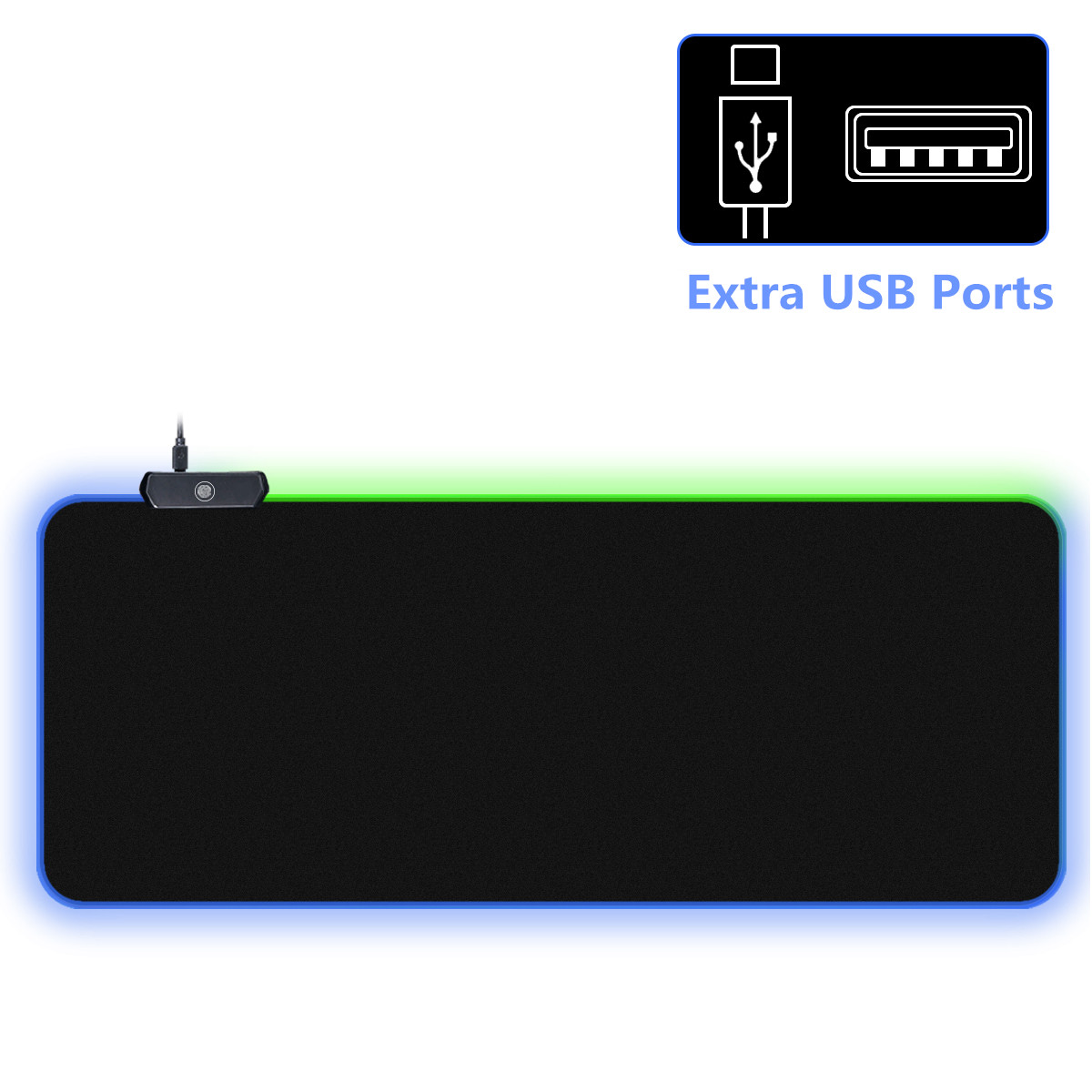 RGB Mouse Pad, RGB Gaming Mouse Pad, Large Mouse Pad, Extended Mouse Pad, 32" x 12" Long Computer Mouse Pad w/ Non-Slip Rubber Base, Smooth Surface Waterproof Keyboard Mouse Pad w/ USB Port - image 1 of 8