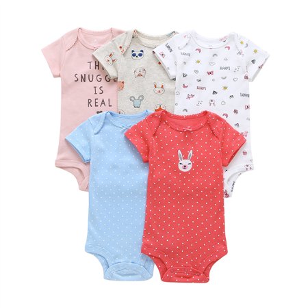 

DNDKILG Baby Toddler Girls Boy One Piece Short Sleeve Graphic Bodysuits Red 3M-24M 12