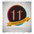 thumbnail image 3 of Number Shower Curtain, Eleven Year Anniversary Design in Retro Style Celebration Colorful Modern Print, Fabric Bathroom Set with Hooks, 69W X 75L Inches Long, Multicolor, by Ambesonne, 3 of 3