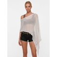 thumbnail image 4 of LMLYSoH Women's Knitted Poncho Fashion Lightweight Solid Color Off One Shoulder Shawl Wrap for Beach Party, 4 of 9