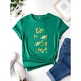 thumbnail image 5 of NFTOEIULA Women Clover Letter Print Crew Neck Short Sleeve T-Shirt, 5 of 7
