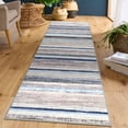 thumbnail image 4 of FairOnly Colorful Striped Non Slip Foldable 2'x6'Runner Rug Modern Geometric Low Pile Non Shedding Rugs for Bedroom Laundry Kitchen,Blue Camel, 4 of 7