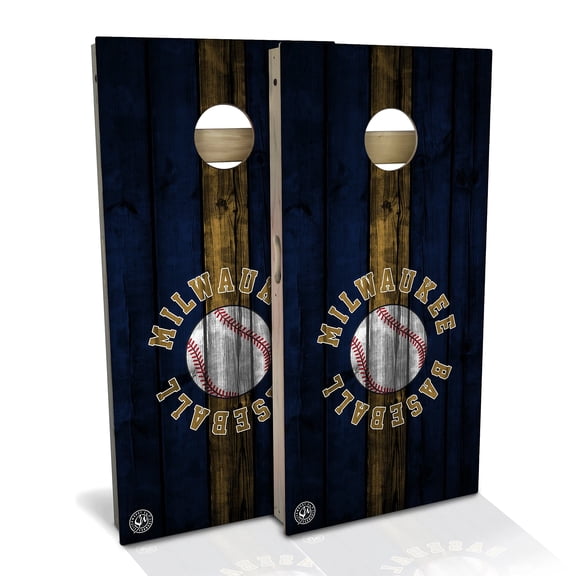 Skip's Garage | Milwaukee Baseball Cornhole Board Set | Includes Boards & Bags | Choose Your Size & Accessories