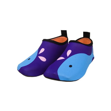 

Gomelly Girls Boys Water Shoes Barefoot Aqua Socks Slip On Beach Shoe Anti-Slip Flats Kids Children Blue Whale 4C-4.5C