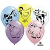 Farm Animals Pink, Blue, Yellow, Purple, and White 11Inch Latex Balloons 12 Pack