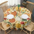thumbnail image 3 of Fall Pumpkins Sunflowers Autumn Pattern Round Tablecloth 60" X 60",Wrinkle Wipeable Table Cloth for Kitchen Dining Room Picnic Patio Party, 3 of 6