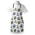 thumbnail image 4 of Cars Apron, Hand Drawn Watercolored Monster Trucks Enormous Wheels Off Road Lifestyle, Unisex Kitchen Bib with Adjustable Neck for Cooking Gardening, Adult Size, Yellow Lavender Blue, by Ambesonne, 4 of 4