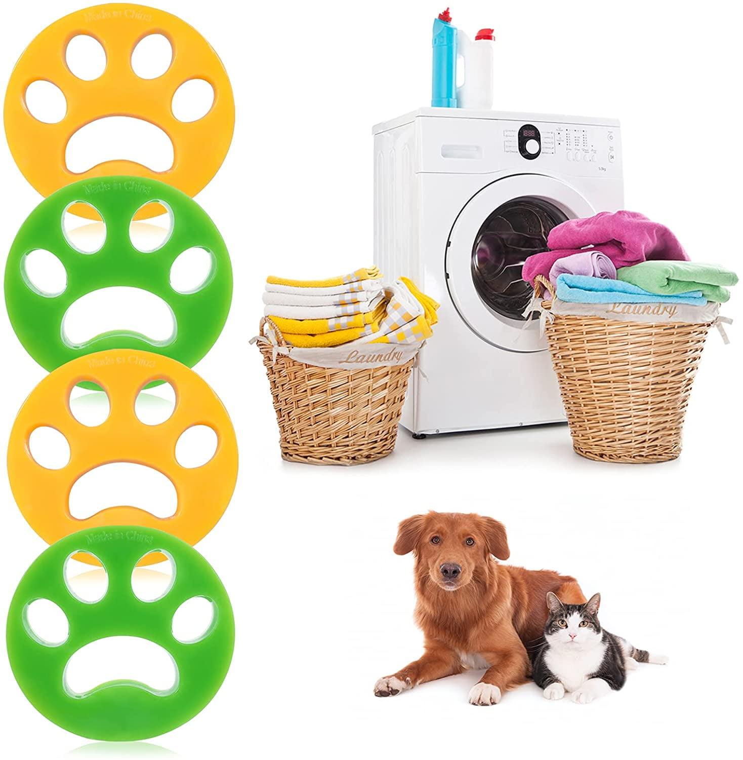 4Pcs Floating Pet Fur Lint Hair Catcher Laundry Hair Remover For Washing Machine 