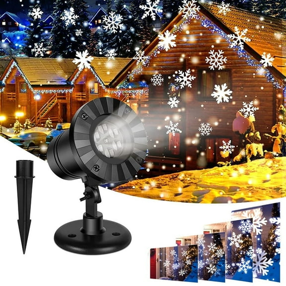 TOPCHANCES Christmas Projector Lights, Waterproof White Snowflake Projection Lamp for Indoor Outdoor Landscape Decorative Snowflake Lighting for Xmas New Year Party