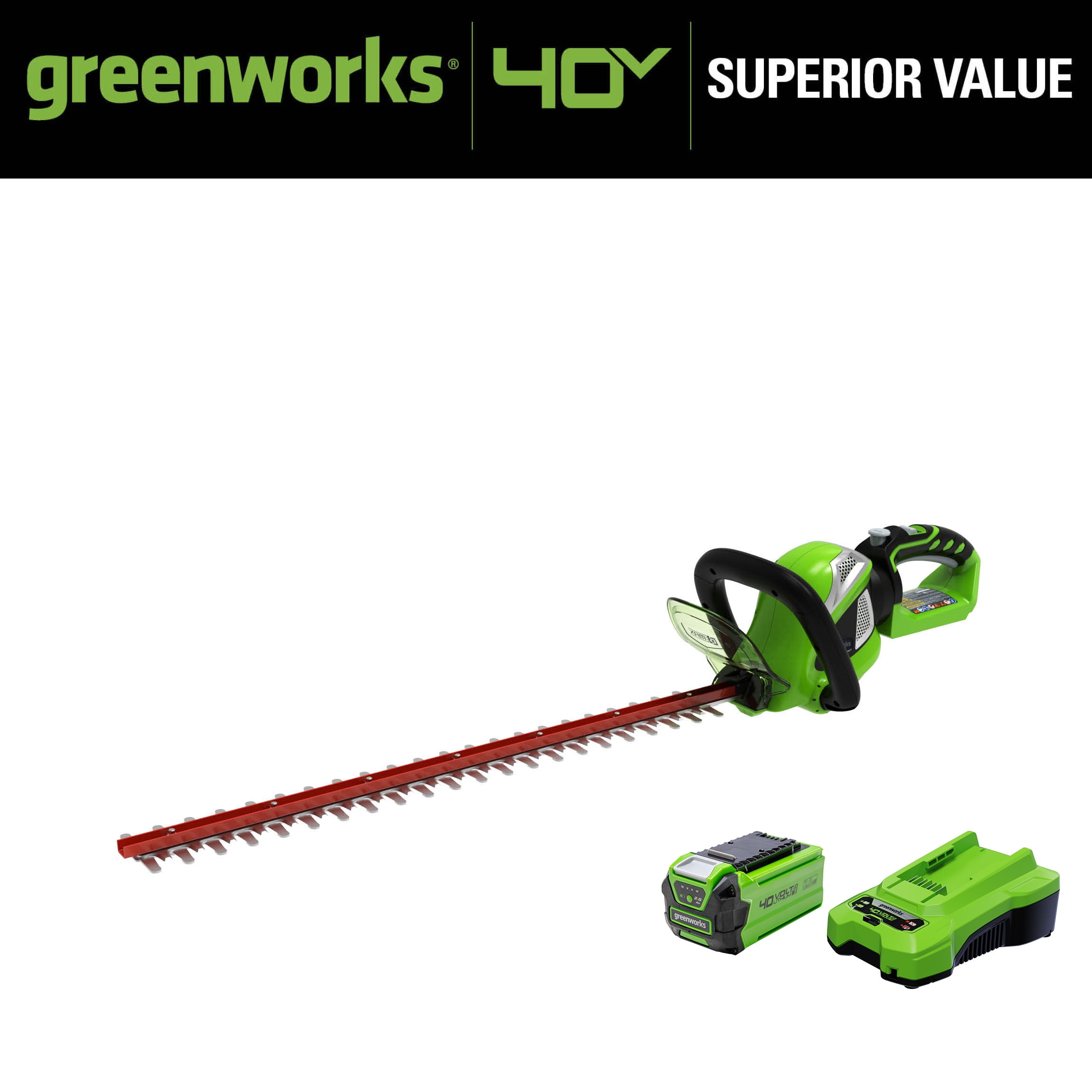Greenworks G-Max 40V 24-Inch Cordless Rotating Hedge Trimmer (22262)
