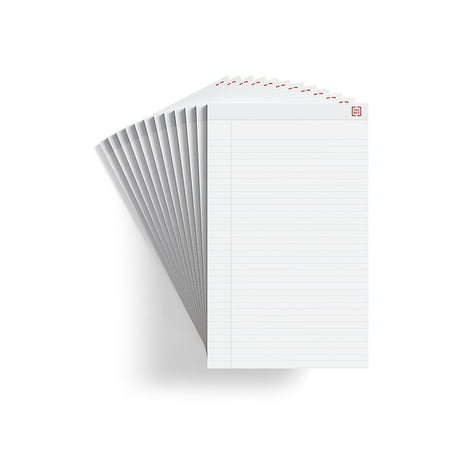 Staples Notepads, 8.5' x 14' (legal), Wide Ruled, White, 50 Sheets/Pad, Dozen Pads/Pack (58189)